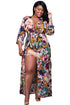 Plus Size Sleeved Floral Romper Maxi Dress